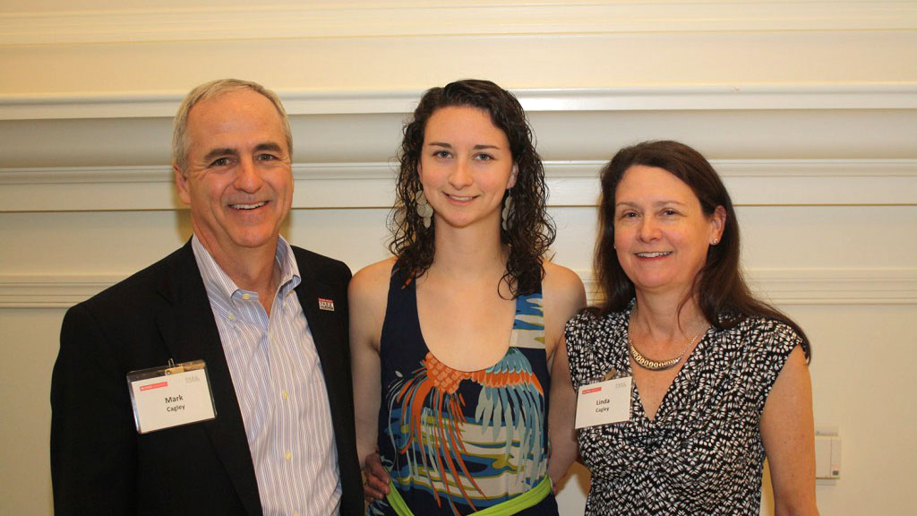 Mark and Linda Cagley pose for a photo with their daughter, Lauren.