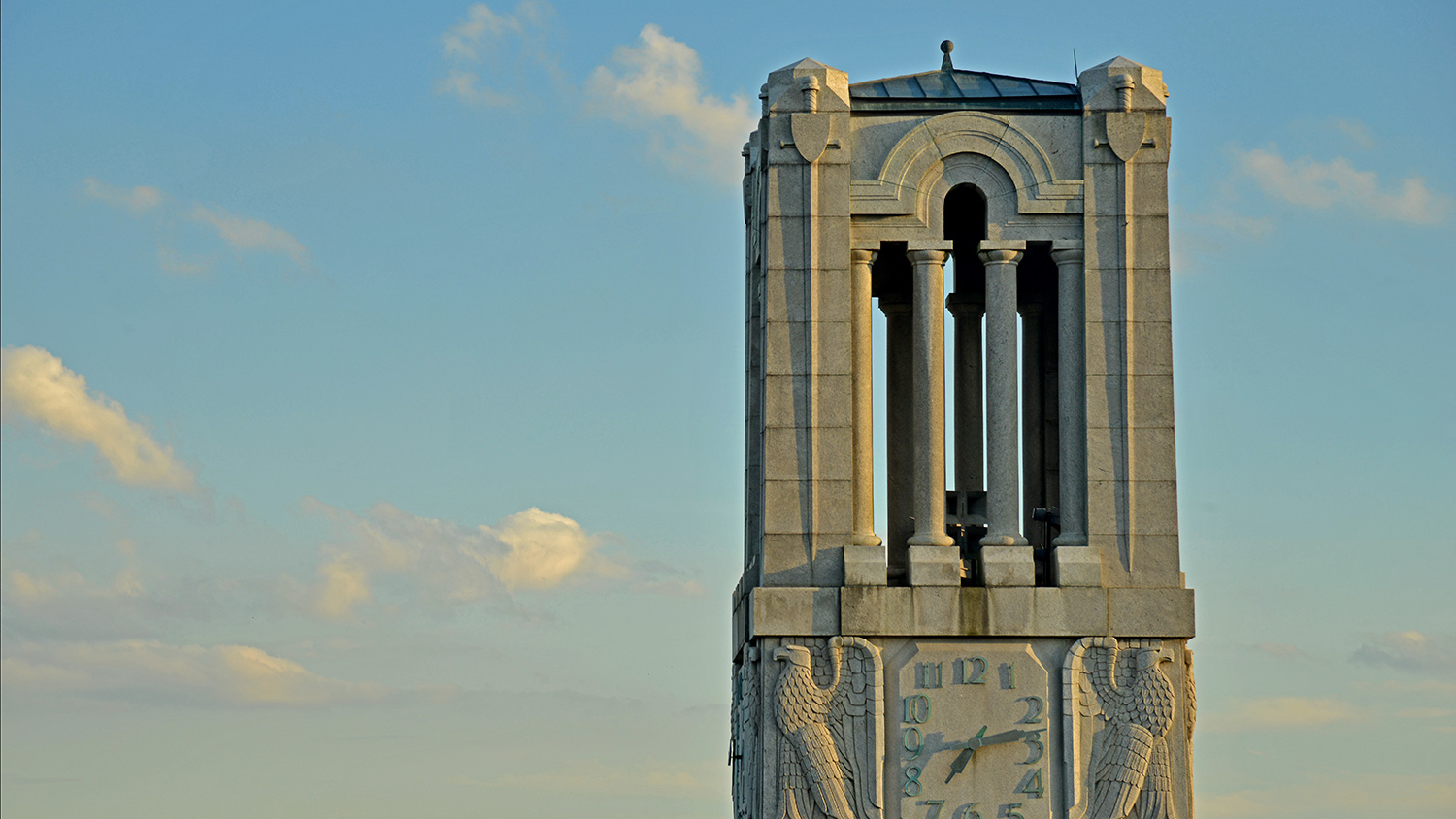 The top of the Memorial Bell Tower at NC&#160;State.
