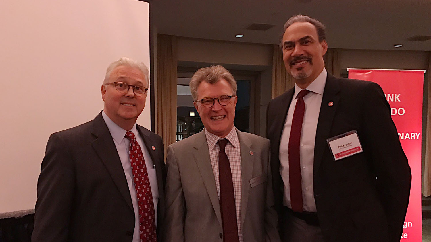 Chancellor Woodson, Dean Hoversten and Phil Freelo