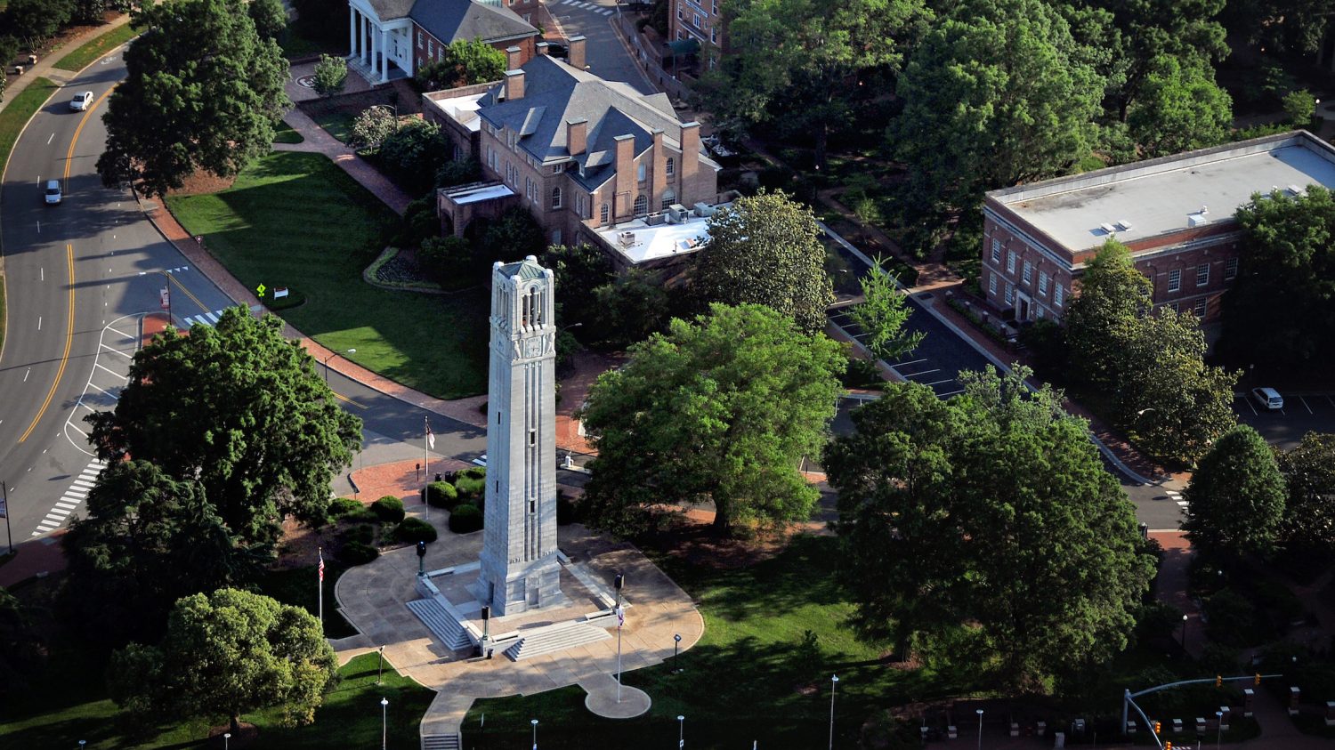 an aerial view of the belltower