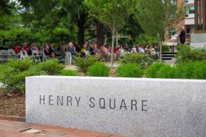 A stone in Henry Square which named in appreciation for the generosity of Bill and Frances Henry.