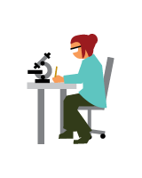 An illustration of someone working with a microscope.