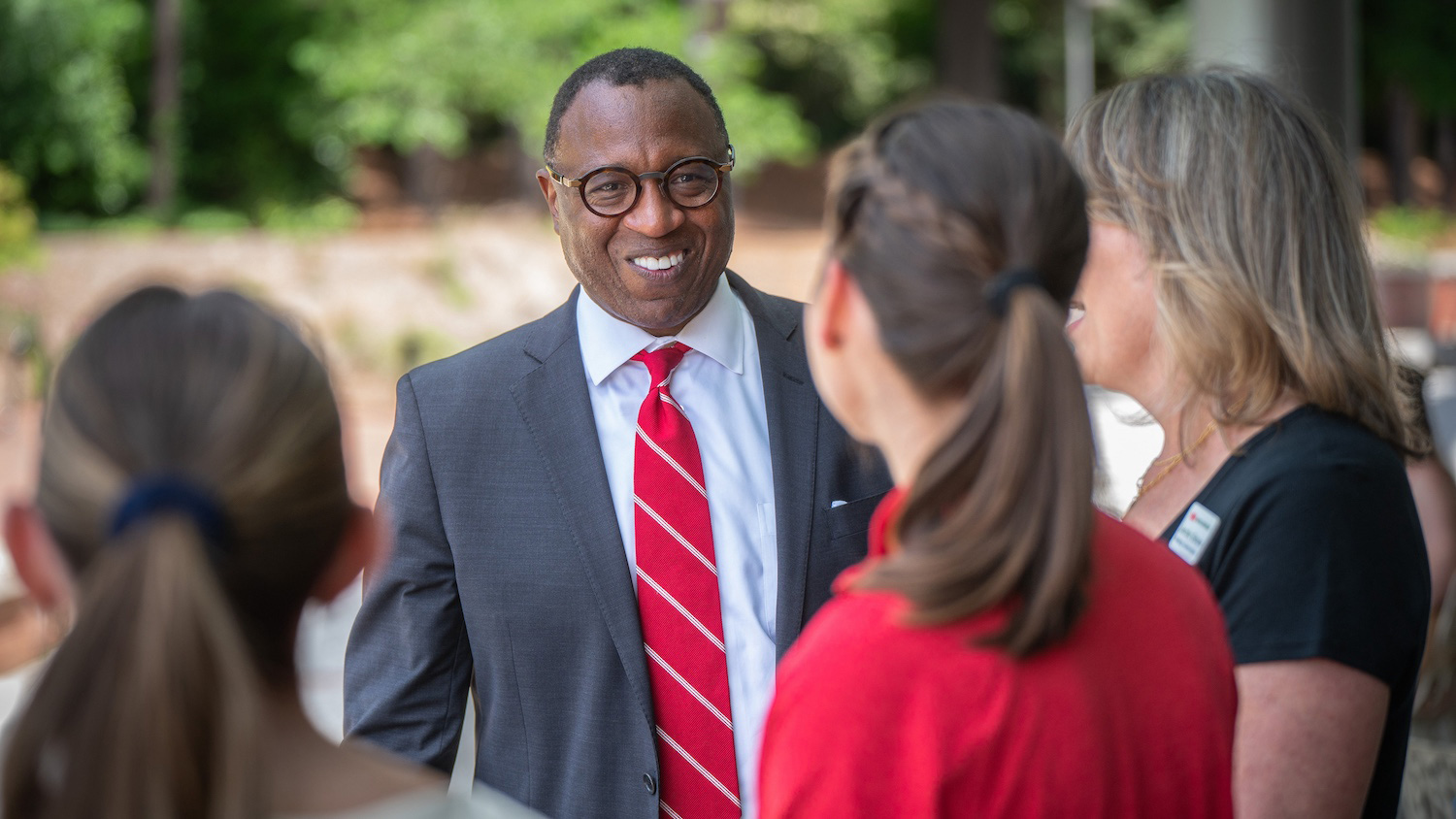 Chancellor Kevin Howell meets and talks with faculty and staff and an employee appreciation event on main campus. Photo by Marc Hall